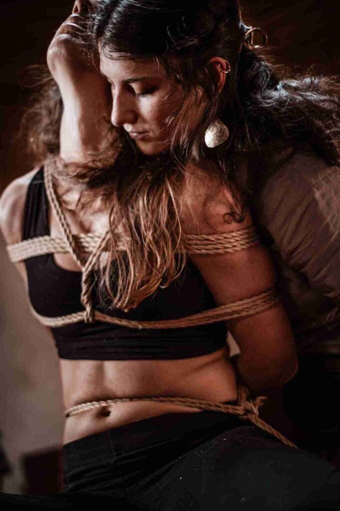 Intimate Sensual Shibari practice between two women