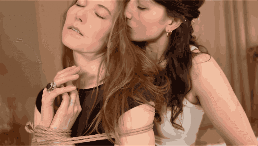 Sensual Shibari session exploring intimacy and connection in online course for couples