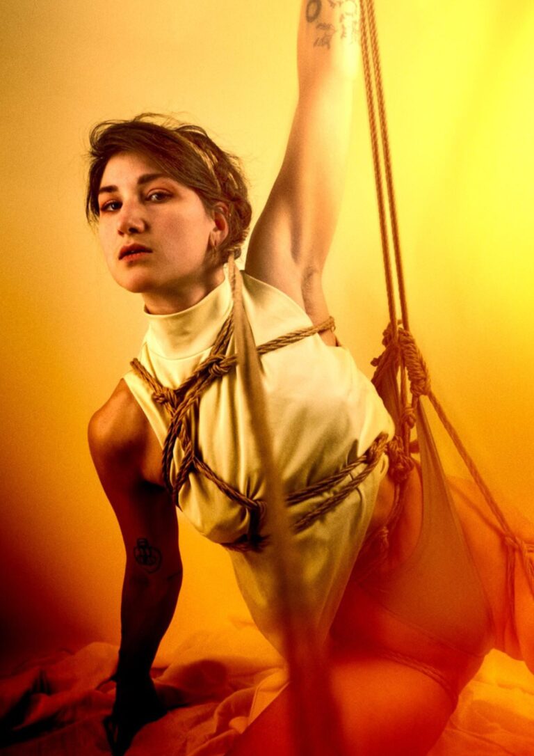 Sensual Shibari self tying focused on pleasure and presence
